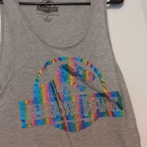 Holographic Jurassic park tank top
